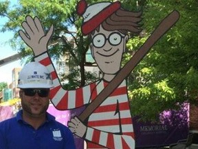 Jason Haney is a construction worker helping to build the expansion at Memorial Children’s Hospital of South Bend. When he noticed the young patients were watching their progress from their windows, he  made a life-sized wooden “Waldo” cutout and has been placing it in different areas of the site every day for the kids to find. (Facebook photo / Postmedia Network)