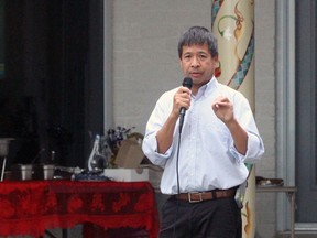 Dr. Albert Ng, a director on the Ontario Medical Association's (OMA) board representing Essex, Kent and Lambton counties, speaks at a Lambton County Medical Society meeting on Thursday July 21, 2016 in Sarnia, Ont. Dr. Ng discussed the tentative four-year physicians services agreement the OMA struck with the provincial government July 11. (Terry Bridge/Sarnia Observer/Postmedia Network)