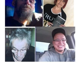 Lost and found: Clockwise from top left, Jody Pettigrew, Jasna Adzija, Schuyler Simaganism and Christopher Featherson. All were reported as missing to London police, who issued a public appeal to help find them in recent weeks. They were all located. (Submitted photos)
