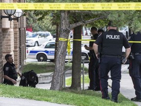 Ottawa Police at the scene on Hilda Street where the SIU are investigating an altercation between Ottawa Police and a man who is in hospital in critical condition.