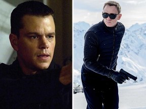 Matt Damon as Jason Bourne and Daniel Craig as James Bond.