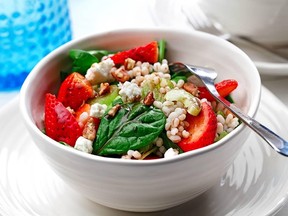 Barley salad with strawberries. (Canola Eat Well)