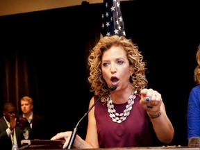 Debbie Wasserman Schultz speaks during a Florida delegation breakfast Monday, July 25, 2016, in Philadelphia, during the first day of the Democratic National Convention. (AP Photo/Matt Slocum)