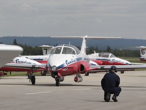 The Snowbirds prepare to takeoff at the Hometown Heroes Air Show at the Whitecourt Airport on July 23. Following the performance, the Snowbirds held a meet-and-greet with members of the Whitecourt Air Cadet Squadron 721.