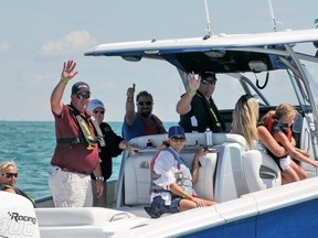 A group of boaters enjoy the outdoors during 2015's inaugural Sarnia Splash Charity Poker Run. This year's charity poker run takes place from Friday, July 29 to Sunday, July 31 and will once again raise funds for St. Joseph's Hospice. 
Submitted photo for SARNIA THIS WEEK