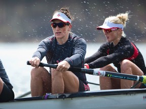 Rower Natalie Mastracci trains with her teammates in the women’s eight. (Photo courtesy Kevin Light/Rowing Canada)