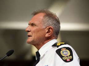 Edmonton Police Service (EPS) Chief of Police Rod Knecht speaks to the Edmonton Police Association at a July meeting.