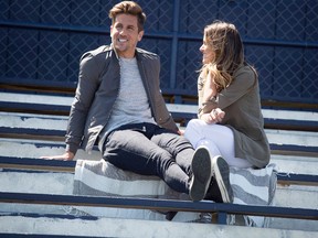 Jordan and JoJo bond in the bleachers of his old high school. (Carl Costas, ABC)