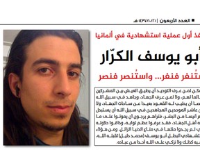 This undated photo from Al-Nabaa, an online magazine of the Islamic State group, shows Mohammad Daleel in an article published late Tuesday, July 26, 2016.  (Al-Nabaa, an online magazine of the Islamic State group, via AP)