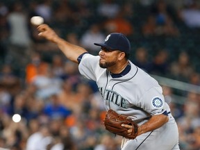 The Mariners traded relief pitcher Joaquin Benoit to the Blue Jays for fellow reliever Drew Storen and cash considerations late Tuesday night. (Paul Sancya/AP Photo)