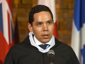 Natan Obed, President Inuit Tapiriit Kanatami, talks to media after the opening of the First Ministers Meeting in Vancouver on March 2, 2016. (Don MacKinnon, AFP/GEtty Images)