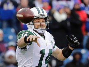 In this Jan. 3, 2016, file photo, New York Jets quarterback Ryan Fitzpatrick throws a pass during a game against the Buffalo Bills in Orchard Park, N.Y. (AP Photo/Bill Wippert, File)