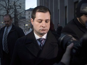 Const. James Forcillo leaves court in Toronto on Jan. 25, 2016 after being found guilty of attempted murder in the death of Sammy Yatim on an empty streetcar. (Chris Young/The Canadian Press)