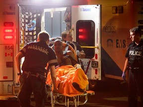 A man suffering from a gunshot wound was found in the lobby of an apartment building on Midland Avenue at Gilder Drive, north of Eglinton Avenue, shortly after 11 p.m. Wednesday (Victor Biro photo)