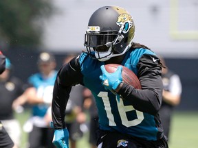 Jaguars running back Denard Robinson gains yardage in a scrimmage during training camp in Jacksonville, Fla., on Thursday, July 28, 2016. (John Raoux/AP Photo)