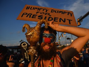 Protesters gather at FDR park on the second day of the Democratic National Convention (DNC) on July 26, 2016 in Philadelphia, Pennsylvania. The convention is expected to attract thousands of protesters, members of the media and Democratic delegates to the City of Brotherly Love.  (Photo by Jeff J Mitchell/Getty Images)