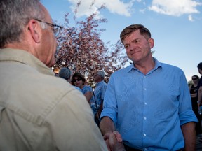 Wildrose Party Leader, Brian Jean, speaks to residents during a town hall meeting held at Rotary Park in Stony Plain on July 26, 2016. This town hall is a part of series of meetings Jean is hosting across the province this summer. - Photo by Yasmin Mayne