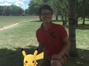 Jack Lau poses with a Pikachu through the camera feature of Pokemon Go. (Photo courtesy Jack Lau)