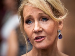 J. K. Rowling attends a press event in London, England for the release of the latest installment of the Harry Potter series.