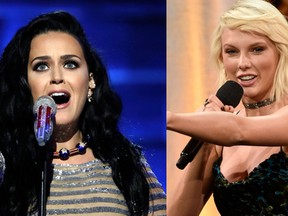 Katy Perry and Taylor Swift.  (AP Photo/Matt Rourke & Chris Pizzello/Invision/AP, File)