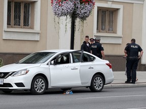 Toronto Police were called to Danforth Ave. and Main St. around 4:30 p.m. on Sunday to investigate a shooting. (JOHN HANLEY PHOTO)