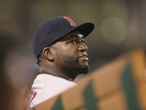 David Ortiz #34 of the Boston Red Sox watches from the dugout as he sits out the game against the Los Angeles Angels of Anaheim at Angel Stadium of Anaheim on July 30, 2016 in Anaheim, California.  The Angels won 5-2.  (Photo by Stephen Dunn/Getty Images)