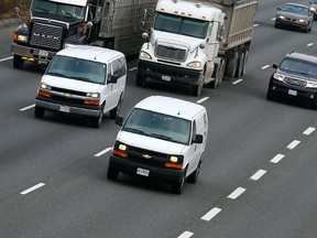 HOV lanes on the QEW. They will be tansformed into HOT lanes on Sept. 15. (DAVE ABEL, Toronto Sun)