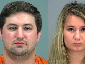 Two undated booking photos provided by the Pima County Sheriff show Brent Daley, left, and Brianna Daley. The two are accused of leaving their 2-year-old son alone for up to 90 minutes to go play the "Pokemon Go" smartphone game. The Pinal County Sheriff's Office say the two were arrested after a neighbour found the boy barefoot and crying outside the couple's home in a southeastern Phoenix suburb Thursday night. (Pima County Sheriff via AP)