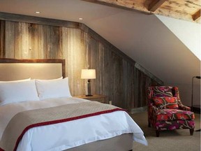 Some of the guest rooms at Manoir Saint-Sauveur have been redecorated with a rustic-chic look. (Courtesy Manoir Saint-Sauveur)