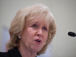 Former Canadian prime minister Kim Campbell addresses the Canadian Club in downtown Vancouver, B.C. Wednesday, April 22, 2015. The federal Liberals have decided a new advisory board, not the government, should come up potential new judges to sit on the Supreme Courts. Campbell will chair a new, seven-member, non-partisan advisory board to recommend a short-list of three candidates for the high court. (THE CANADIAN PRESS/Jonathan Hayward)
