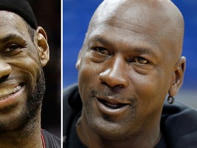 LeBron James, left, and Michael Jordan, right. (AP Photo/File)