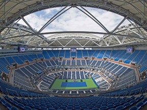 The retractable roof over Arthur Ashe Stadium in the open position at the USTA Billie Jean King National Tennis Center August 2, 2016 in New York. (DON EMMERTDON EMMERT/AFP/Getty Images)