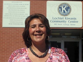 Carla Harwood, building administrator of the Lochiel Kiwanis Community Centre, is pictured outside the facility on Tuesday. The community centre, formerly the Lochiel Street School, is marking its 100th anniversary. (Terry Bridge/Sarnia Observer/Postmedia Network)