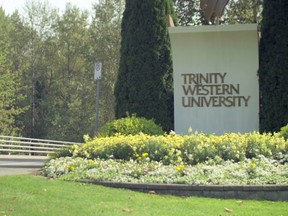 A student walks the campus at Trinity Western University in Langley, B.C. (SCREENSHOT)