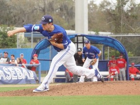 With most Blue Jays’ relievers unavailable to pitch last night in Houston, Danny Barnes was called up from double-A New Hampshire. (Eddie Michels/photo)