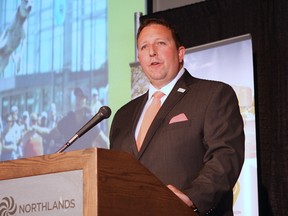Tim Reid, president and CEO of Northlands, addresses the media on Tuesday, Aug. 2, 2016, celebrating near-record attendance at K-Days with more than 800,000 people passing through their gates during the 10-day festival. Reid also took this as an opportunity to discuss Vision 2020, a bold redevelopment plan that would help Northlands replace the revenue lost from Rexall Place once Rogers Place opens this fall.