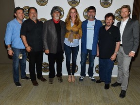 L-R: Brandon Mauldin, Senior Vice President of CEG/Ontourage Management, Tony Conway, President of CEG/Ontourage Management, Randy Owen, Lisa Purcell, VP of Development at Country Music Hall of Fame and Museum, Teddy Gentry, Jeff Cook and Kos Weaver, Executive Vice President of BMG Chrysalis attend The Big Gig: Alabama Concert at the Country Music Hall of Fame and Museum after party after Alabama performed onstage at CMA Theater at the Country Music Hall of Fame and Museum on July 6, 2016 in Nashville, Tennessee.  Jason Davis/Getty Images for The Country Music Hall Of Fame