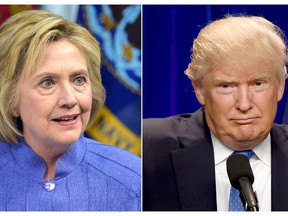 File photos show Democratic presidential candidate Hillary Clinton and Republican presidential nominee Donald Trump. (Getty Images)
