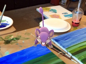 A Random Acts of Art Workshop participant captured this screenshot at a recent Judith and Norman Alix Art Gallery event. The pokestop is hosting a Pokémon Go event Friday. (Submitted)