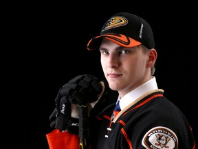 Julius Nattinen poses for a portrait after being selected 59th by the Anaheim Ducks during the NHL Draft at BB&T Center on June 27, 2015. (Mike Ehrmann/Getty Images)