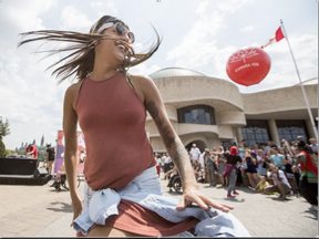 Dance groups help mark the start of the 150-day countdown to the year-long celebration of the 150th anniversary of Confederation at the Canadian Museum of History in Gatineau, QC Thursday August 04, 2016. (Darren Brown/Postmedia)