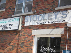 Stooley’s Café on the corner of Johnson and Division streets, seen here on August 3, 2016, has locked its doors for the summer months, until their predominantly student-based clientele returns for the academic year. Victoria Gibson for the Whig-Standard/Postmedia Network