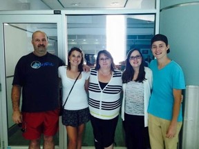 The Davidson family of Peterborough got free tickets to see The Tragically Hip in Toronto. John Davidson (left) is a long-time fan who has the same cancer as Hip frontman Gord Downie. Left to right are John, Kim, Rose, Ashley and Jeremy Davidson. SUBMITTED PHOTO