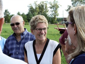 Ontario Premier Kathleen Wynne (middle) talks with the Landry family prior to a funding announcement for film and TV projects at the Landry farm in Hanmer, where the hit comedy Letterkenny is filmed. Ben Leeson/The Sudbury Star/Postmedia Network