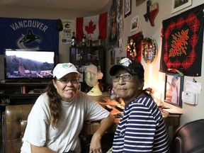 Both Harriete Large (left) and Delores Joan King spent time living on the street before moving into the MacDonald Lofts on 105 Avenue NW in Edmonton seven years ago. Neither knows whether they can stay after the rent goes up by nearly 50 per cent in November.