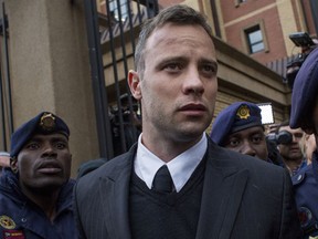 Oscar Pistorius has returned to prison after being treated for injuries in hospital. PRETORIA, SOUTH AFRICA - JUNE 14 : Oscar Pistorius leaves the North Gauteng High Court on June 14, 2016 in Pretoria, South Africa. Having had his conviction upgraded to murder in December 2015, Paralympian athlete Oscar Pistorius is attending his sentencing hearing and will be returned to jail for the murder of his girlfriend, Reeva Steenkamp, on February 14th 2013. The hearing is expected to last five days. (Charlie Shoemaker/Getty Images)