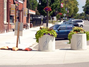 Planter destroyed in collision
The driver of an unknown large-wheeled vehicle collided with two of the planters on the north side of the St. Andrew Street and Ontario Road intersection in Mitchell early July 30, scratching one and shattering the other. GALEN SIMMONS MITCHELL ADVOCATE