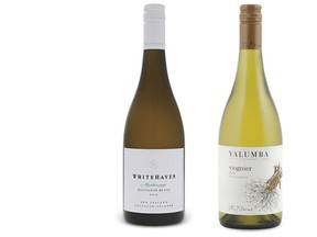 (Left)Whitehaven 2015 Marlborough Sauvignon Blanc and Yalumba 2015 Y Series Viognier.