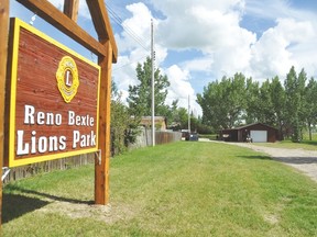 The Mossleigh Lions renamed the Mossleigh Lions Park the “Reno Bexte Lions Park” on July 27. Stephen Tipper Vulcan Advocate