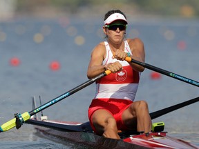 Canada's Carling Zeeman competes in the women's rowing single sculls quarterfinal heats during the 2016 Summer Olympics in Rio de Janeiro, Brazil, on Tuesday. The former Laurentian University rower and Cambridge, Ont., native is through to the semifinals in the women's Olympic single sculls rowing competition. The 25-year-old finished third in her quarter-final Tuesday with a time of seven minutes 34.52 seconds that put her in 10th place overall. Zeeman races the semifinals Wednesday at 10:30 a.m. (AP Photo/Luca Bruno)